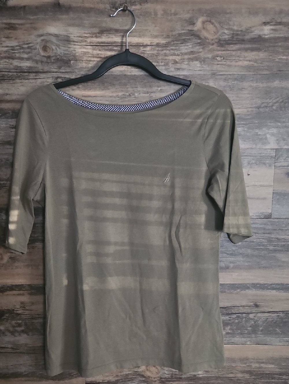 Nautica Olive Green Short Sleeve Crewneck Top
